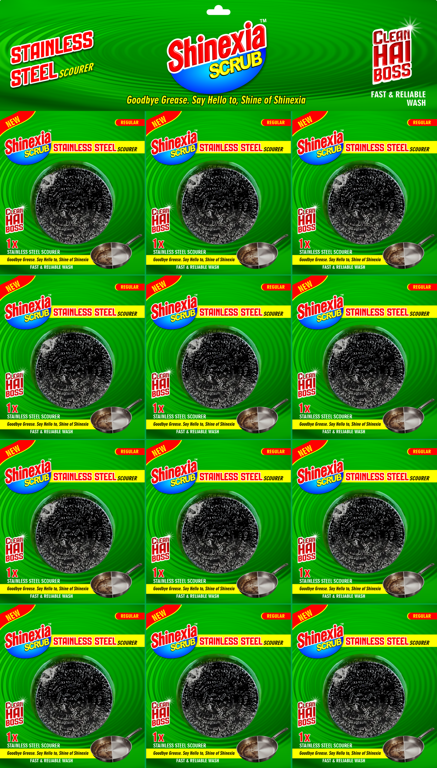 Shininexia™ Stainless Steel Scrub Scourer – Regular 12X